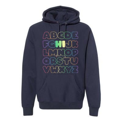 Cute Back To School Alphabet Hi New Kindergarteners Teachers Premium Hoodie