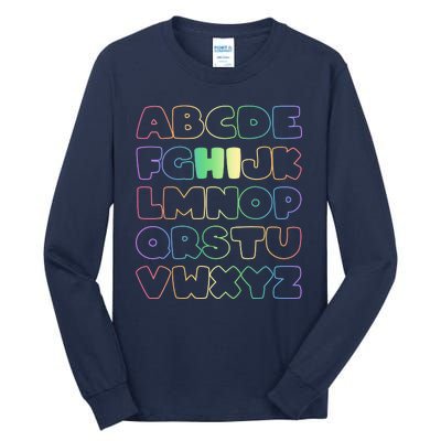 Cute Back To School Alphabet Hi New Kindergarteners Teachers Tall Long Sleeve T-Shirt