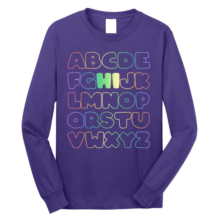 Cute Back To School Alphabet Hi New Kindergarteners Teachers Long Sleeve Shirt