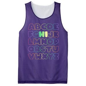 Cute Back To School Alphabet Hi New Kindergarteners Teachers Mesh Reversible Basketball Jersey Tank