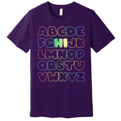 Cute Back To School Alphabet Hi New Kindergarteners Teachers Premium T-Shirt