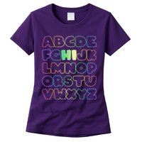 Cute Back To School Alphabet Hi New Kindergarteners Teachers Womens T-Shirt