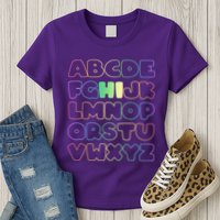 Cute Back To School Alphabet Hi New Kindergarteners Teachers Womens T-Shirt