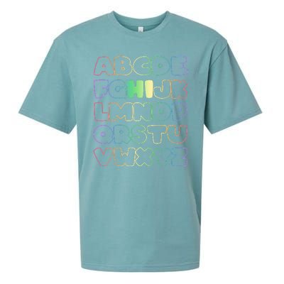 Cute Back To School Alphabet Hi New Kindergarteners Teachers Sueded Cloud Jersey T-Shirt