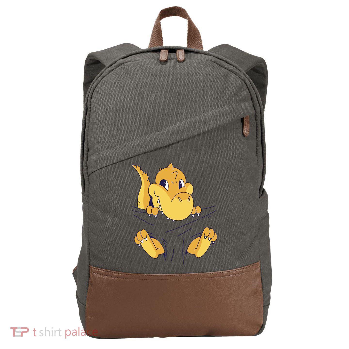 Carrying Baby T Rex Cotton Canvas Backpack