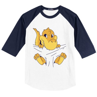 Carrying Baby T Rex Baseball Sleeve Shirt