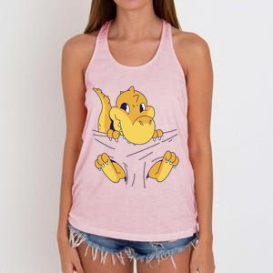 Carrying Baby T Rex Women's Knotted Racerback Tank