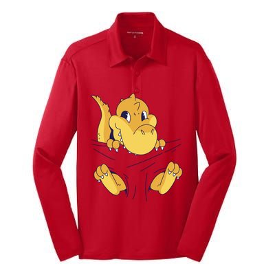 Carrying Baby T Rex Silk Touch Performance Long Sleeve Polo