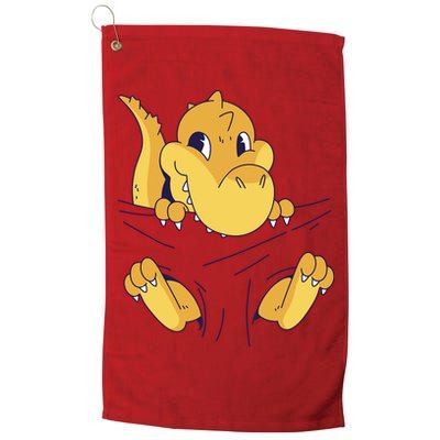 Carrying Baby T Rex Golf Towel