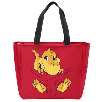 Carrying Baby T Rex Zip Tote Bag