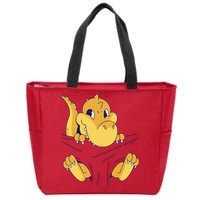 Carrying Baby T Rex Zip Tote Bag