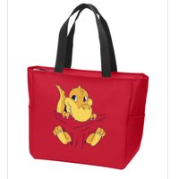 Carrying Baby T Rex Zip Tote Bag