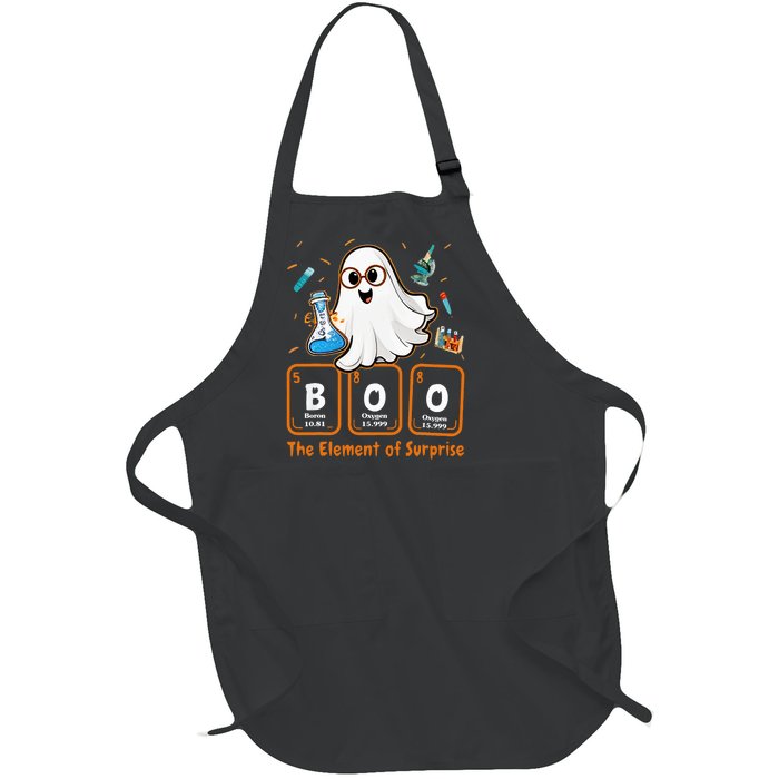 Chemistry Boo The Element Of Surprise Funny Periodic Table Full-Length Apron With Pockets