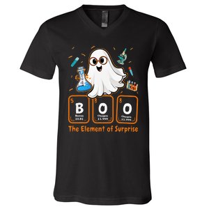 Chemistry Boo The Element Of Surprise Funny Periodic Table V-Neck T-Shirt