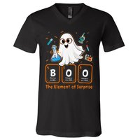 Chemistry Boo The Element Of Surprise Funny Periodic Table V-Neck T-Shirt