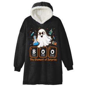 Chemistry Boo The Element Of Surprise Funny Periodic Table Hooded Wearable Blanket