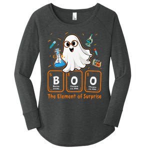 Chemistry Boo The Element Of Surprise Funny Periodic Table Women's Perfect Tri Tunic Long Sleeve Shirt