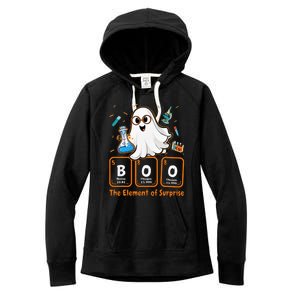 Chemistry Boo The Element Of Surprise Funny Periodic Table Women's Fleece Hoodie