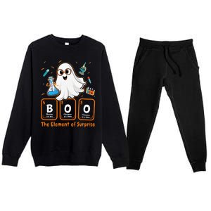 Chemistry Boo The Element Of Surprise Funny Periodic Table Premium Crewneck Sweatsuit Set