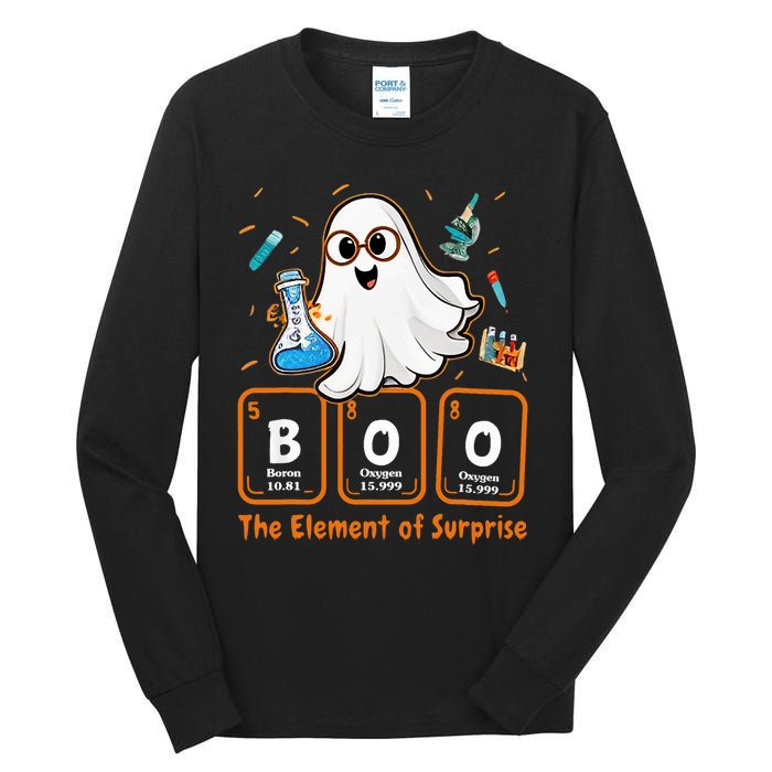 Chemistry Boo The Element Of Surprise Funny Periodic Table Tall Long Sleeve T-Shirt