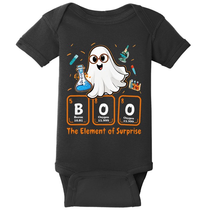 Chemistry Boo The Element Of Surprise Funny Periodic Table Baby Bodysuit