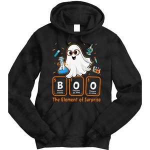 Chemistry Boo The Element Of Surprise Funny Periodic Table Tie Dye Hoodie