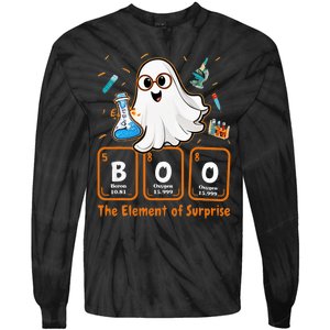 Chemistry Boo The Element Of Surprise Funny Periodic Table Tie-Dye Long Sleeve Shirt