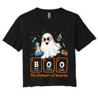 Chemistry Boo The Element Of Surprise Funny Periodic Table Women's Crop Top Tee