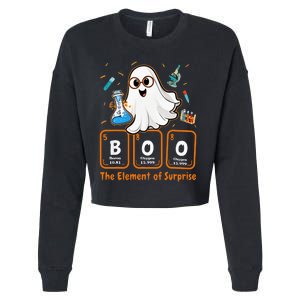 Chemistry Boo The Element Of Surprise Funny Periodic Table Cropped Pullover Crew