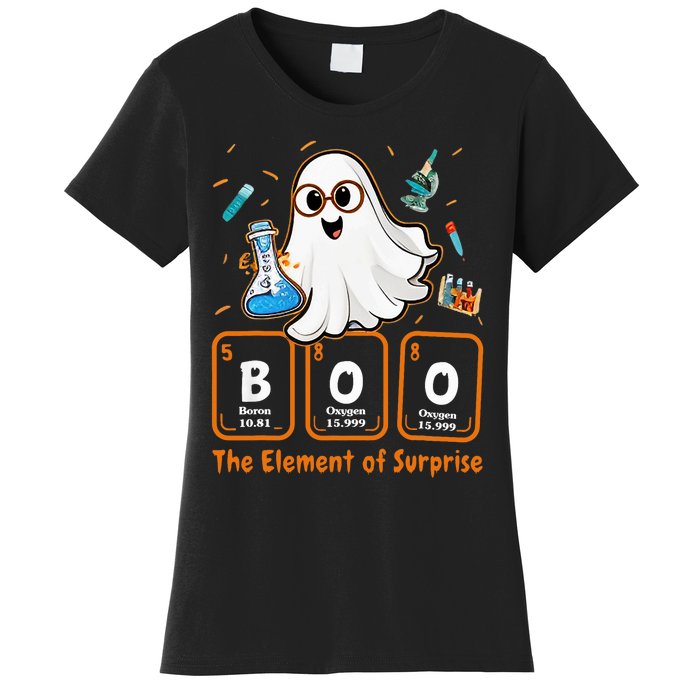 Chemistry Boo The Element Of Surprise Funny Periodic Table Women's T-Shirt