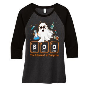 Chemistry Boo The Element Of Surprise Funny Periodic Table Women's Tri-Blend 3/4-Sleeve Raglan Shirt