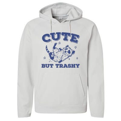 Cute But Trashy Vintage Retro 90s Possum Performance Fleece Hoodie