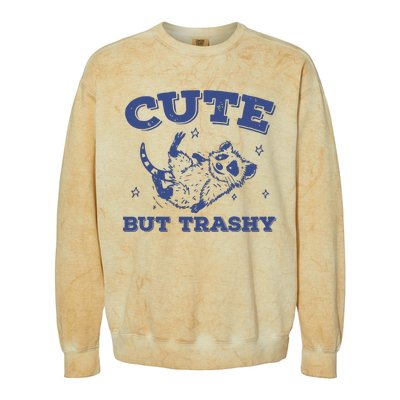 Cute But Trashy Vintage Retro 90s Possum Colorblast Crewneck Sweatshirt