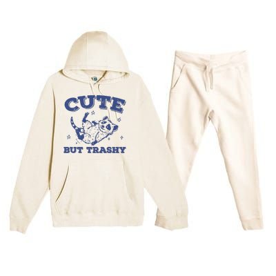 Cute But Trashy Vintage Retro 90s Possum Premium Hooded Sweatsuit Set