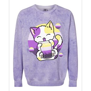 Cat Boba Tea Bubble Tea Anime Kawaii Neko Colorblast Crewneck Sweatshirt