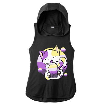 Cat Boba Tea Bubble Tea Anime Kawaii Neko Ladies PosiCharge Tri-Blend Wicking Draft Hoodie Tank