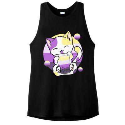 Cat Boba Tea Bubble Tea Anime Kawaii Neko Ladies PosiCharge Tri-Blend Wicking Tank