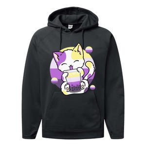 Cat Boba Tea Bubble Tea Anime Kawaii Neko Performance Fleece Hoodie