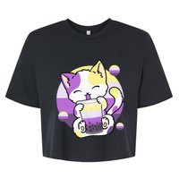 Cat Boba Tea Bubble Tea Anime Kawaii Neko Bella+Canvas Jersey Crop Tee