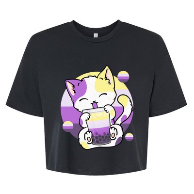 Cat Boba Tea Bubble Tea Anime Kawaii Neko Bella+Canvas Jersey Crop Tee