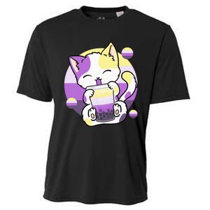 Cat Boba Tea Bubble Tea Anime Kawaii Neko Cooling Performance Crew T-Shirt