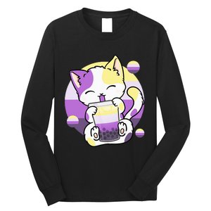 Cat Boba Tea Bubble Tea Anime Kawaii Neko Long Sleeve Shirt