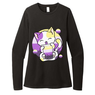 Cat Boba Tea Bubble Tea Anime Kawaii Neko Womens CVC Long Sleeve Shirt