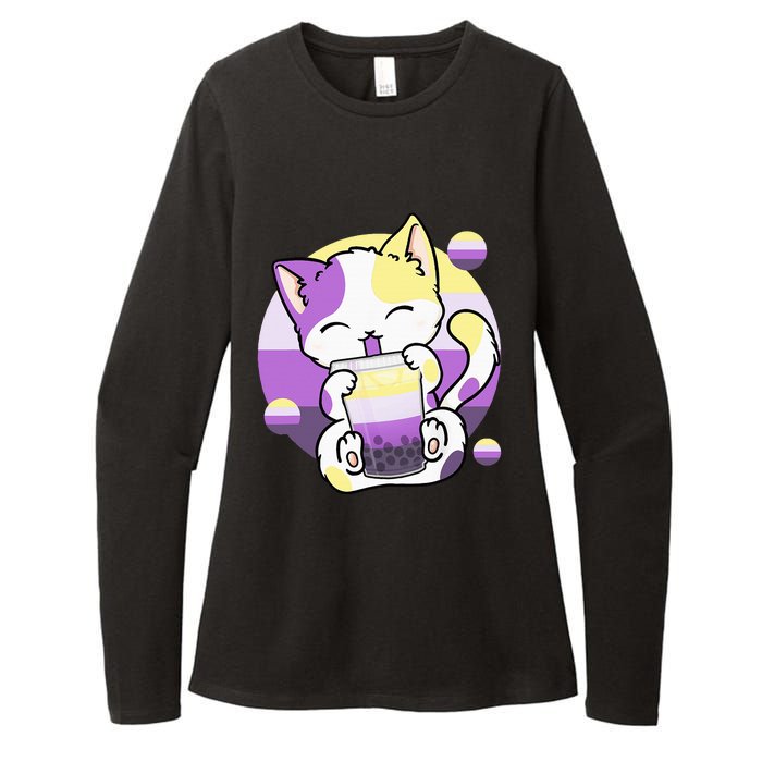 Cat Boba Tea Bubble Tea Anime Kawaii Neko Womens CVC Long Sleeve Shirt