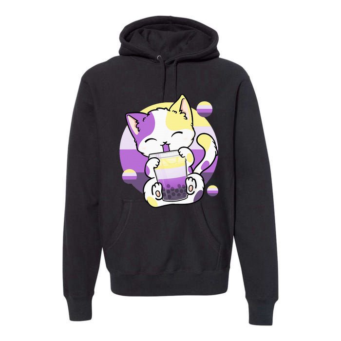 Cat Boba Tea Bubble Tea Anime Kawaii Neko Premium Hoodie