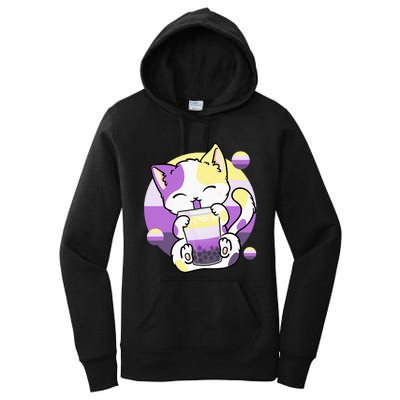 Cat Boba Tea Bubble Tea Anime Kawaii Neko Women's Pullover Hoodie