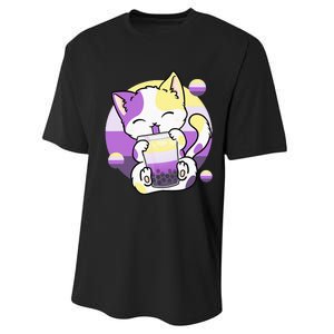 Cat Boba Tea Bubble Tea Anime Kawaii Neko Performance Sprint T-Shirt