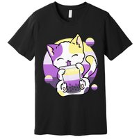 Cat Boba Tea Bubble Tea Anime Kawaii Neko Premium T-Shirt