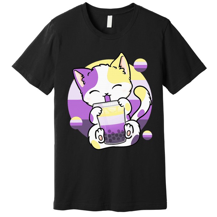 Cat Boba Tea Bubble Tea Anime Kawaii Neko Premium T-Shirt