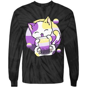 Cat Boba Tea Bubble Tea Anime Kawaii Neko Tie-Dye Long Sleeve Shirt